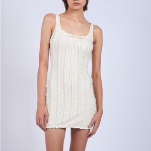 Sky to Moon Cream Layered Ruffle Floral Slim Fit Mini Dress